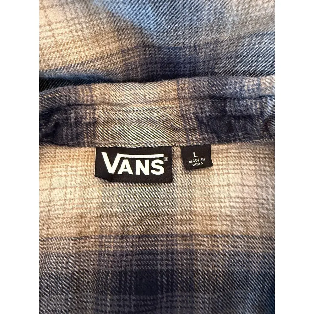 Vans Long Sleeve Blue Plaid Button Up Size Large